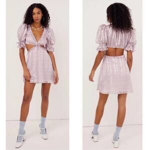FOR LOVE & LEMONS Phoebe Floral Cutout Puff Sleeve Mini Dress Size XL